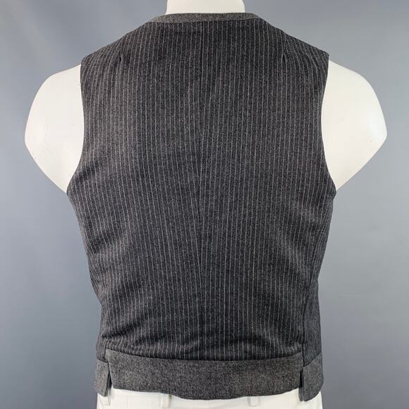 NEIL BARRETT Size L Grey White Pinstripe Wool Double Breasted Notch Lapel Vest - Picture 5 of 11